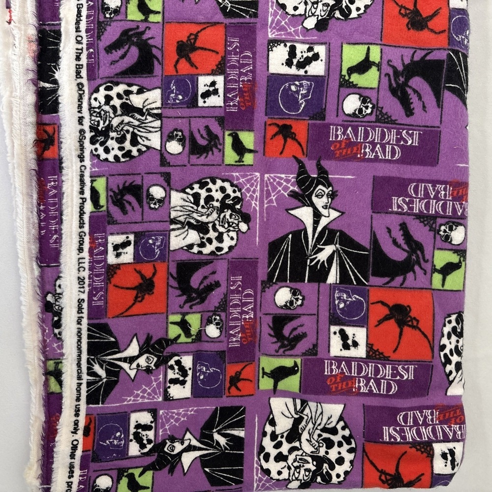 2 5/8‎ yd Disney Villains Flannel Fabric Cozy Soft Blanket Quilting Material